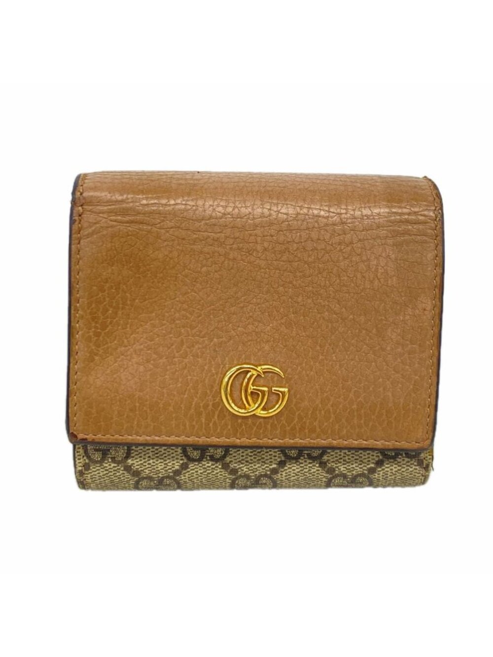 Gucci Wallet GG Marmont Supreme Leather Brown Gold